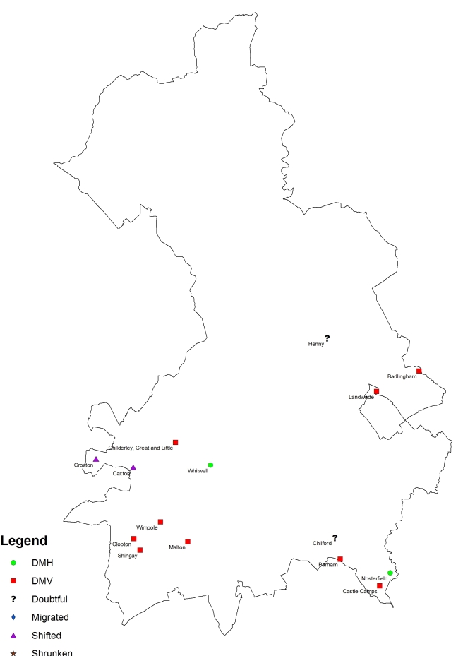 Classification of deserted settlements in Cambridgeshire
