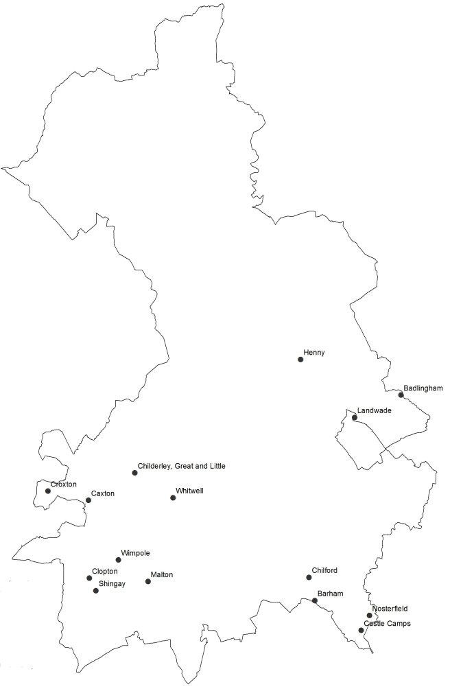 Deserted settlements in Cambridgeshire listed in the 1968 Gazetteer