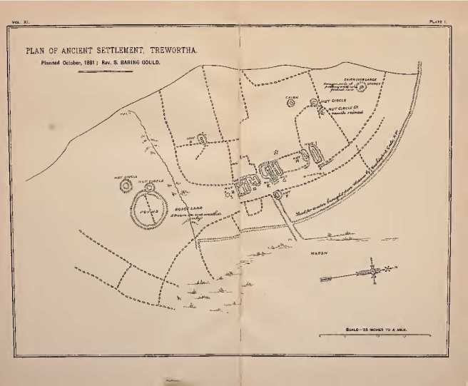 Plan of the settlement at Trewortha, Cornwall (Baring-Gould 1895a)